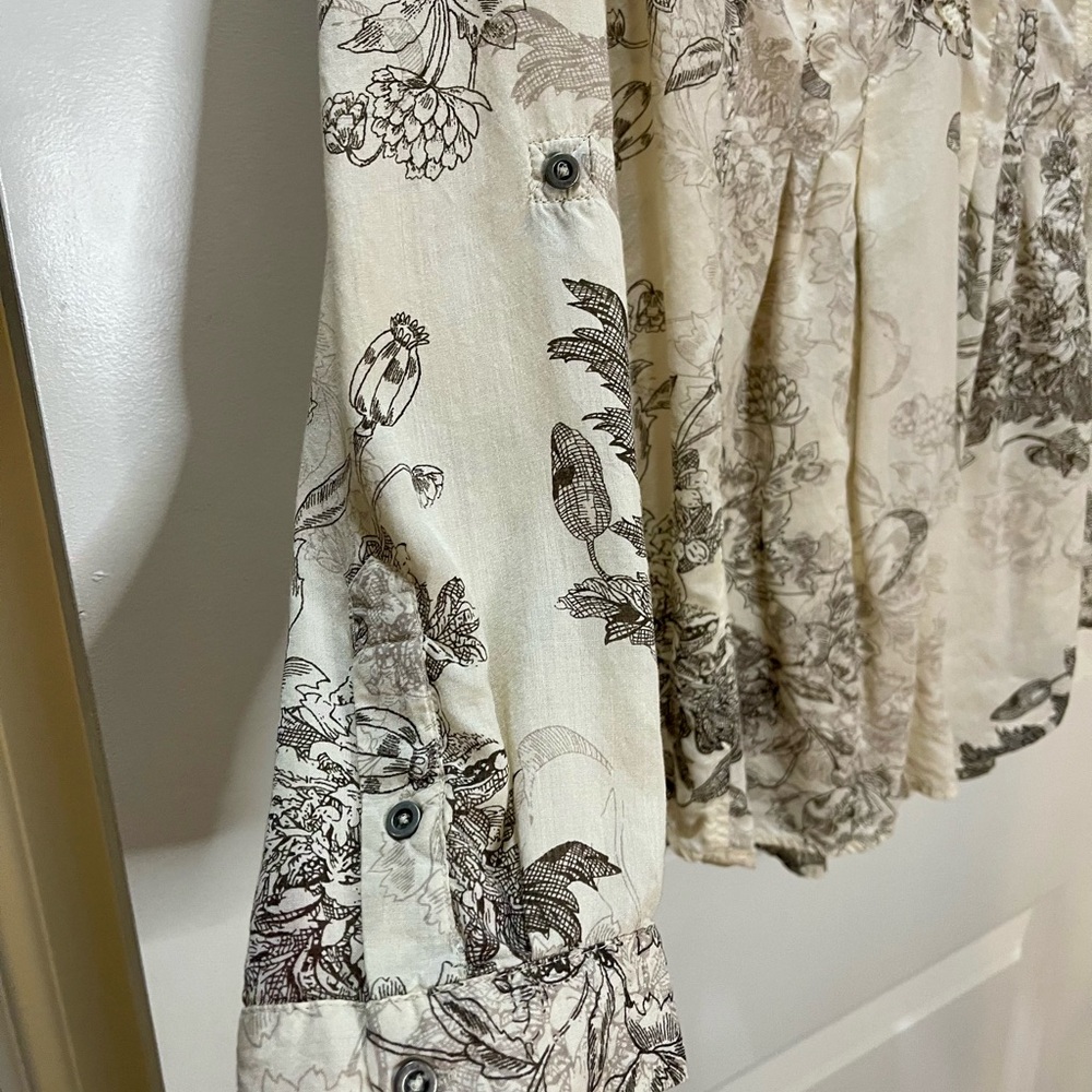 Vintage America Blues Floral Tunic Top Oversized Cream Color Size L - Picture 3 of 6